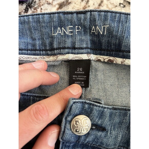 Lane Bryant High Rise Embroidered Straight Leg Denim Blue Jeans Size 26 - Picture 4 of 5